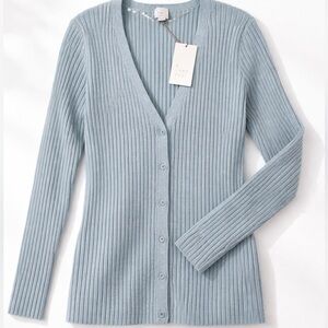 A New Day Ribbed Cardigan XL NWT Light Blue Button Front Sweater